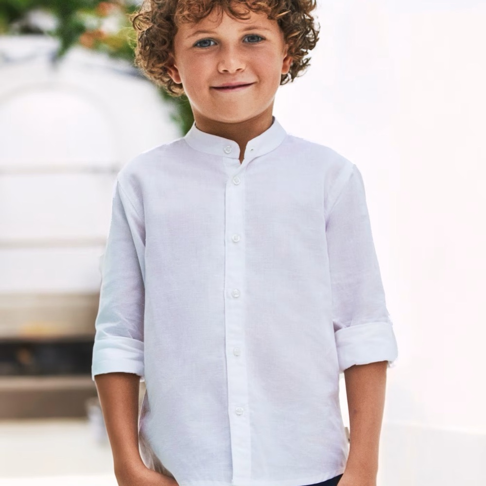 Size 5 Boys Mayoral Classic White Kids Button Down Shirt